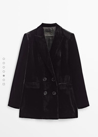 [New] Massimo Dutti - Black Velvet Blazer / Jacket (size 36)