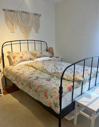 FREE DELIVERY - Ikea Double Black Metal Bed Frame - No Mattress, View more