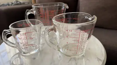 vintage Pyrex measuring cups X 3, View more