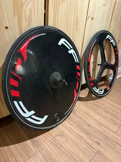 FFWD 3-Spoke Front + FFWD Disc Rear – Tubular TT/Tri Wheelset, View more