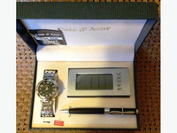 A Watch/Alarm Clock/Pen Set