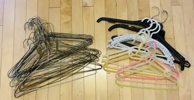 30 metal & 15 plastic hangers all for $10, View more