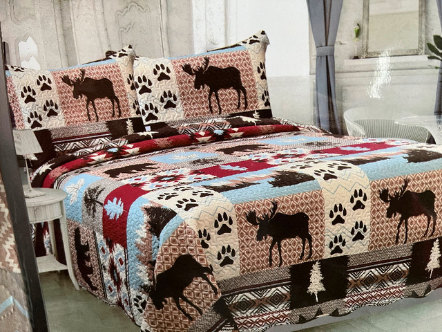New deluxe country quilt set unique with moose! Never opened. in Fishing, Camping & Outdoors in Cape Breton