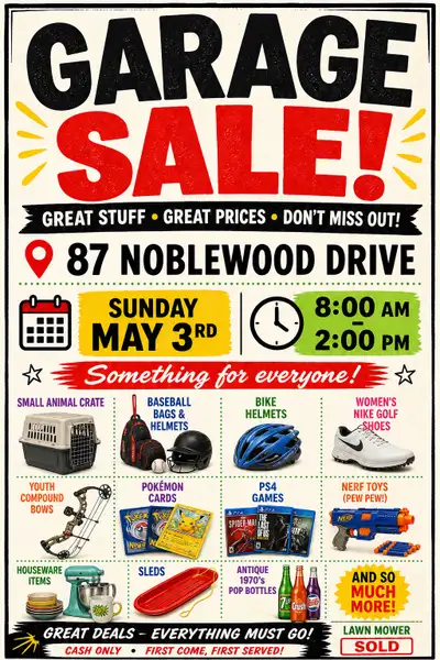 HUGE Garage Sale, View more
