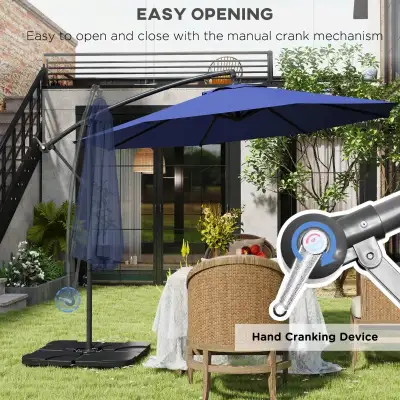 $79 umbrella without base $139 umbrella + base 9.6ft Offset Patio Umbrella Garden Hanging Parasol Ba...