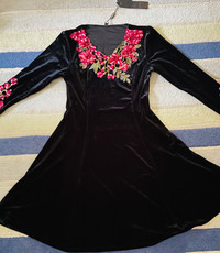 Brand new lady fall dress embroidered size S