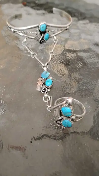 Turquoise Slave Bracelet and Ring Set, View more
