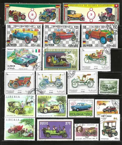 This listing is for a lot of mostly used "Motor Vehicles" Themed postage stamps of the world. The st...
