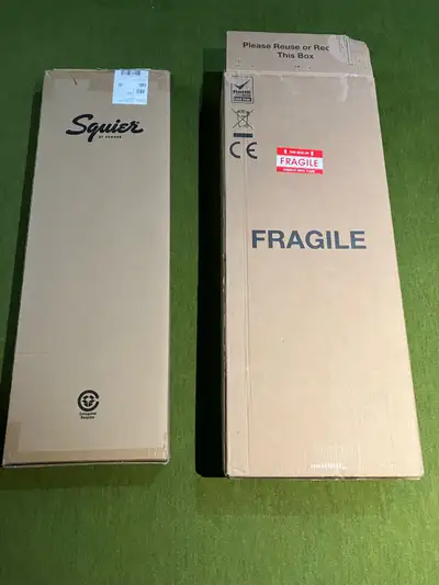 Guitar shipping boxes. One box is 15 inch by 4 inch by 44 inch. Can hold telecaster Other box is 17....