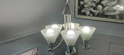 5-Light Shaded Brushed Nickel Classic Traditional Chandelier, View more