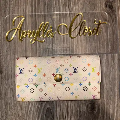 Authentic LOUIS VUITTON Multicolor White long wallet, View more