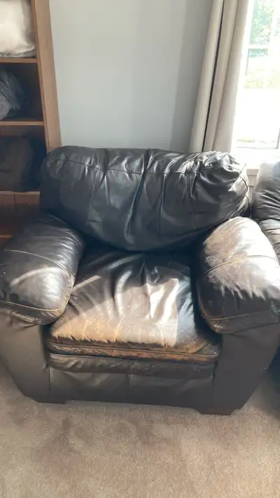 Faux leather sofa Smoke free, pet free home. Cash on pickup. No delivery. Check out my other ads als...