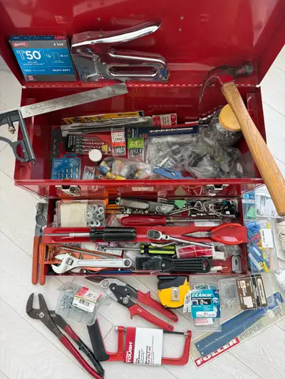 Tool Lot in Sentry Safe H2300 Tool Box with top shelf, View more