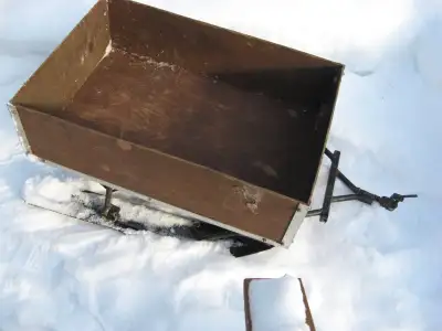 Box sleigh on metal frame and skiis, light and strong, in very good condition, $125