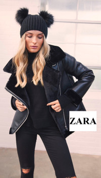 Zara sherpa sherling coat manteau cuir leather jacket aritzia