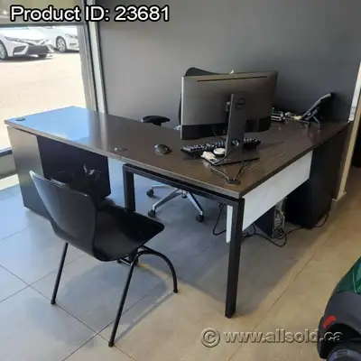 Wood Top L Suite Office Desk w/ Dual Storage, Metal Frame, View more