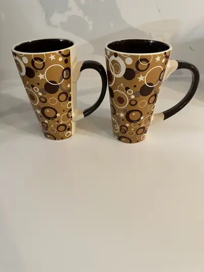 Earth tones circles and stars latte/coffee mug, View more