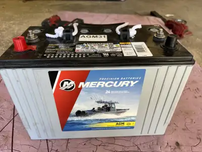 Mercury AGM cranking battery. 1000 cranking amps 210 minutes at 25 A, came with Boat, never used. I...