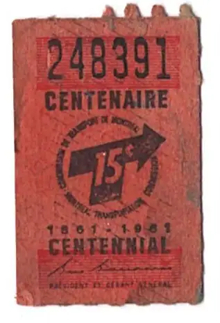 Billet autobus de Montréal  Centenaire  1861 1961, View more