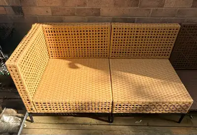 Outdoor Wicker L-Shape Sectional Sofa 2-Piece– Cushions Sealed, View more