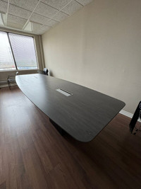 Slick grey Boat-shaped Meeting Table for 12 persons