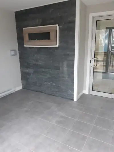 Grey and White with stainless steel kitchen, 6 appliances , large bedroom closets with overhead ligh...