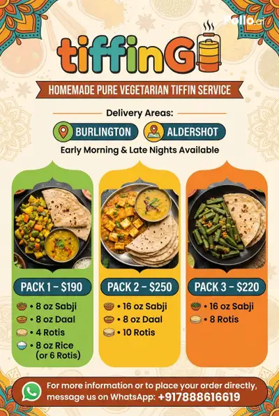 pure veg tiffin in Burlington , View more