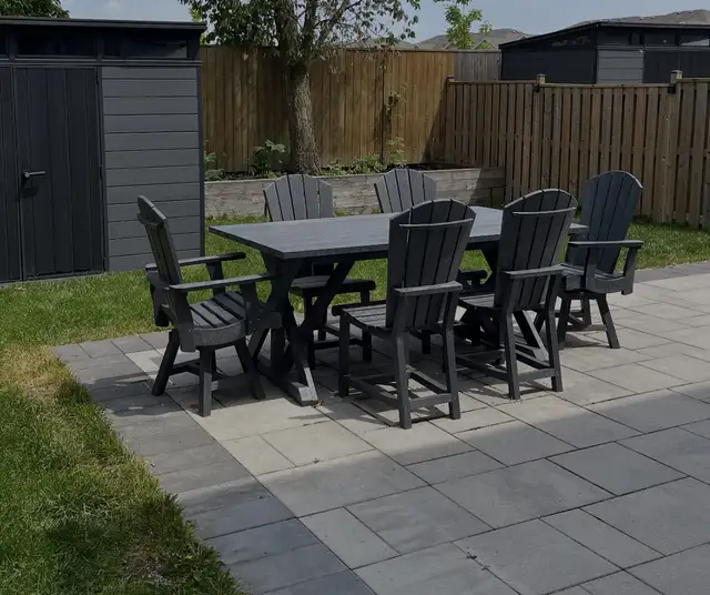 Patio Set: CR Plastics Harvest Table Dining Set + Bench in Patio & Garden Furniture in Kingston - Image 8