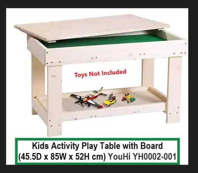 (NEW) Kids Activity Play Table with Board (45.5D x 85W x 52H cm), View more