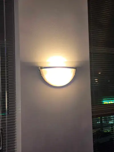 Pair of wall sconces - glass and brushed nickle., View more