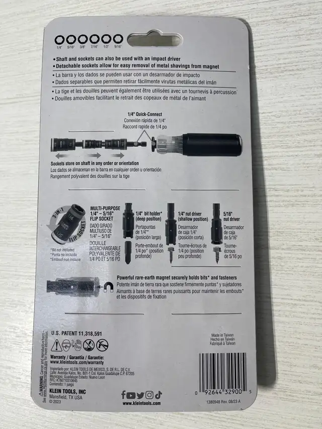 Klein Tools 7-in-1 Impact Flip Socket with Handle, Hex Impact So in Hand Tools in Mississauga / Peel Region - Image 3