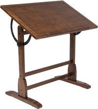 Vintage Drafting Table in Rustic Oak Arts & Crafts Style