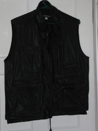 Black Stylish Poly-Vinyl Vest with many Pockets - SMALL