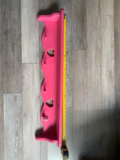 Pink heart wooden long shelf ( wall mounted), View more