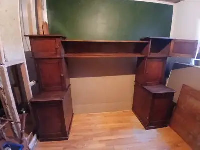 Tête de lit double avec rangement intégré en bois massif, View more