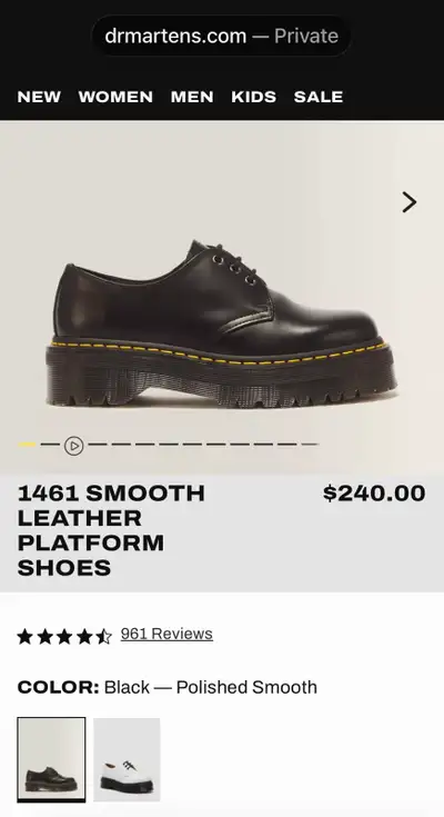Dr. Martens size 6 1461 quad platform shoes, View more