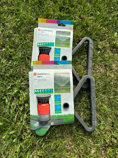Retail $45.00 Selling NEW $15.00 each (2) CIRCULAR SPRINKLERS ADJUST FROM 90-360 degrees. Fine mesh...