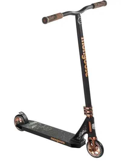 Brand New MONGOOSE RISE 110 EXPERT KICK SCOOTERS RISE 110 FREESTYLE Youth and Adult Black/Tan retail...