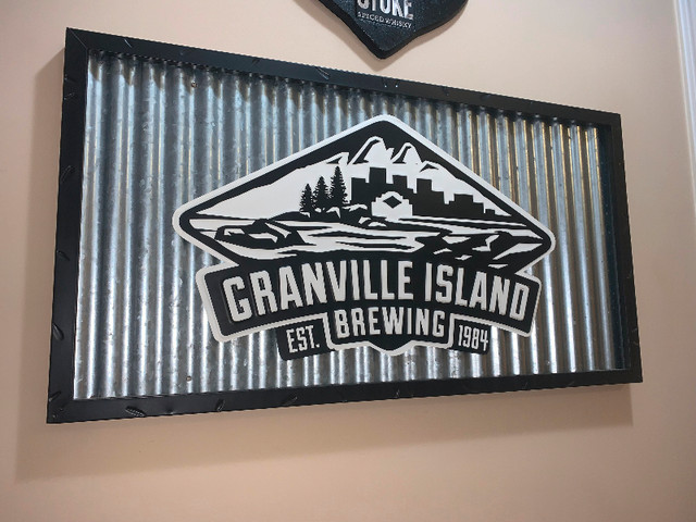 Granville Island Brewing tin,corrugated metal n metal frame mint in Arts & Collectibles in Calgary - Image 2
