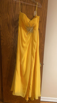 Brand new yellow evening dress, size 12, $50
