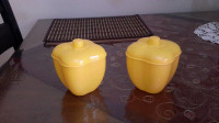 Pots de Rangement (2) ✅ Plastique ✅ 5po Hauteur ✅Jaune ✅New