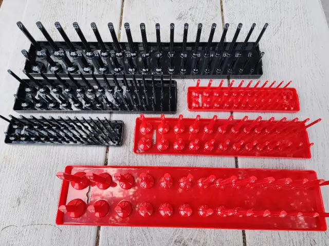 New Plastic Socket Organizers 3 Black Metric 3 Red Standard SAE