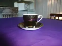 EXTREMELY RARE ROYAL GRAFTON TEA CUP & SAUCER - BLACK/GOLD