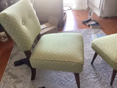 Vintage chair with stool, View more