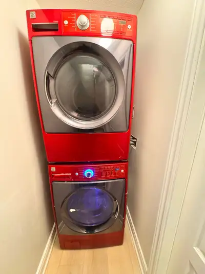 Kenmore Elite washer and dryer  with stacking kit, View more