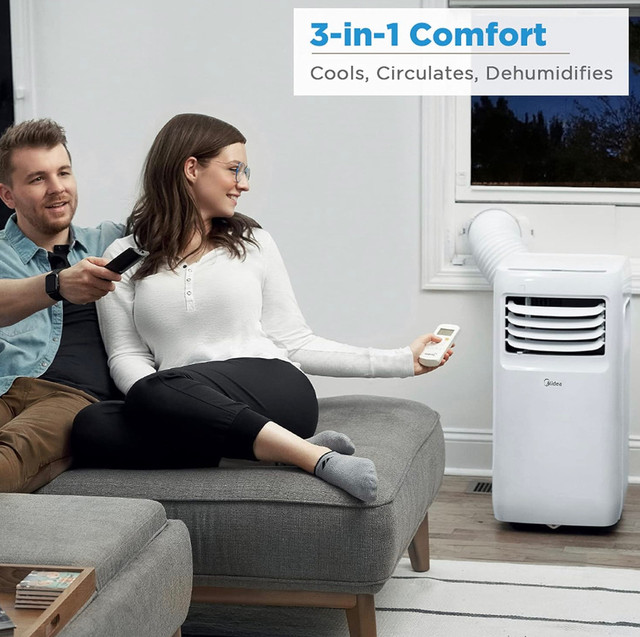 NEW- Midea 8,000 BTU Portable Air Conditioner, 3-in-1 Comfort in Heaters, Humidifiers & Dehumidifiers in Brantford