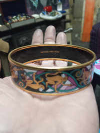 rare Michaela frey ( monkeys )gold enamel bangle bracelet