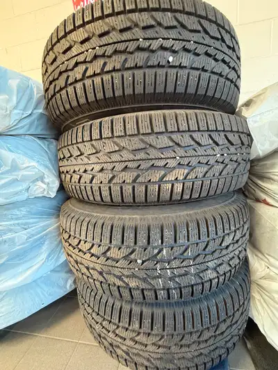 4 Firestone 265/70R17 tires on steel rims. Good thread. No damage or puncture - used for 2 winters.