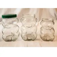 Vintage Glass Kraft PB Bear Jars: Mama, Papa & Baby Bear
