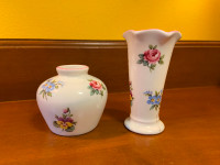 2 Mini Crown Staffordshire Bone China Flower Bouquet Bud Vases
